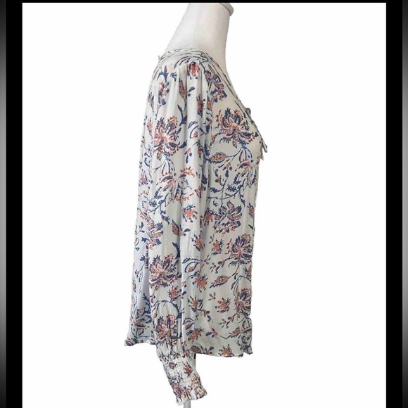 Lucky Brand Long Sleeve Lightweight White Floral Print Top XL - Picture 3 of 6